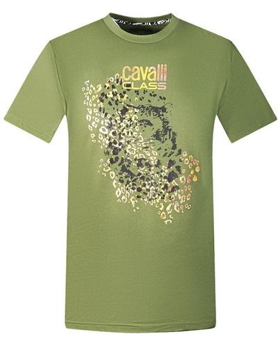 Class Roberto Cavalli Leopard Print Silhouette Green T-shirt