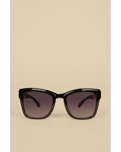 Oasis Oversized Metal Trim Arm Detail Sunglasses - Black