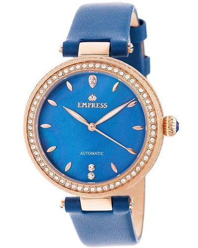 Empress Louise Automatic Mop Leather-band Watch - Blue
