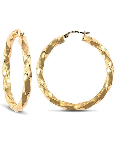Jewelco London 9ct Yellow Gold Twisted 4mm Hoop Earrings 36mm - Metallic