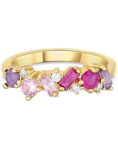 Jon Richard Silver Plated Multi Scattered Cubic Zirconia Stone Ring - Pink
