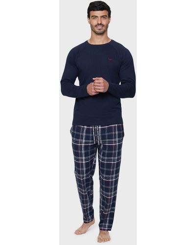 Threadbare 'monk' Cotton Pyjama Set - Blue