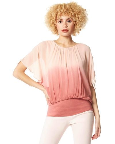 Roman Ombre Batwing Overlay Top - Pink