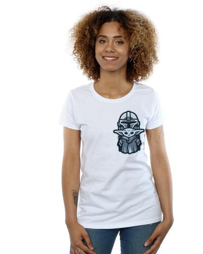 Star Wars The Mandalorian Mando Child Combo Breast Print Cotton T-shirt - White