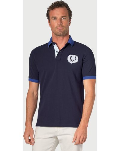 Brook Taverner Dexter Scotland Four Nations Piqué Polo Shirt - Blue