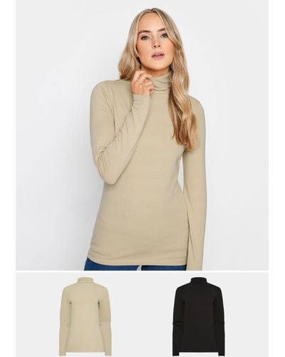 Long Tall Sally Tall 2 Pack Roll Neck Tops - Natural