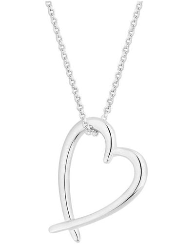 Simply Silver Sterling Silver 925 Open Heart Pendant Necklace - Blue