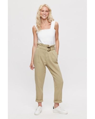 Dorothy Perkins Stone Casual Paper Bag Trousers - Natural