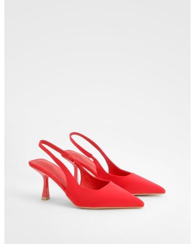 Boohoo Pointed Mid Heel Courts - Red