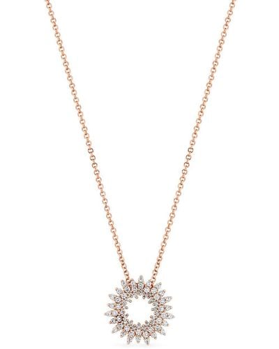 Simply Silver Sterling Silver 925 14ct Rose Gold With Cubic Zirconia Round Pendant Necklace - Metallic