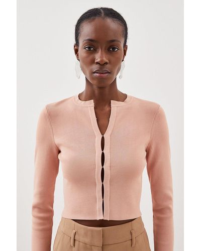 Karen Millen Premium Drape Compact Knit Cardigan - Pink