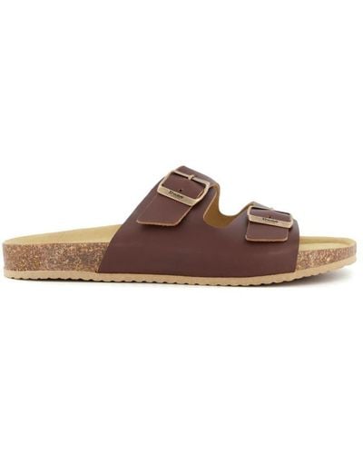 Dune 'imprint' Leather Sandals - Brown