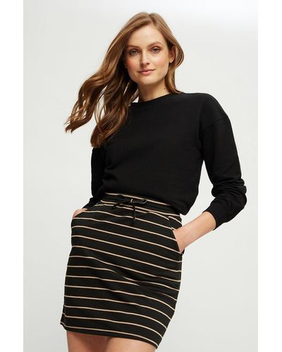 Dorothy Perkins Black Camel Stripe Jersey Mini Skirt