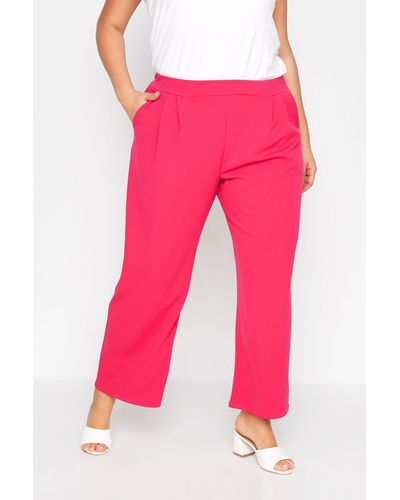 Yours Wide Leg Trousers - Pink