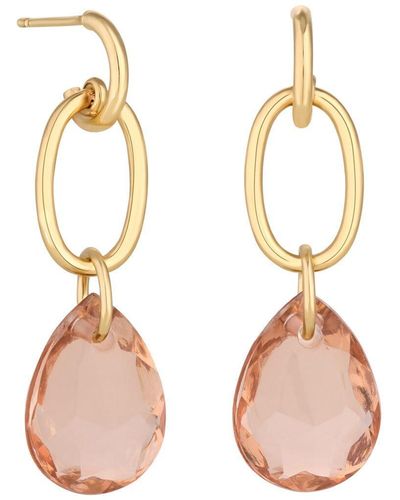 Mood Gold Light Peach Pear Chain Drop Earrings - Pink