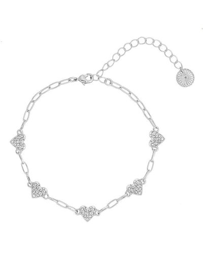 Caramel Jewellery London Silver Multi Heart Sparkly Charm Bracelet - White
