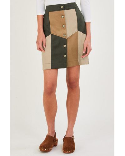 Monsoon Suedette Patch Short Skirt - Brown