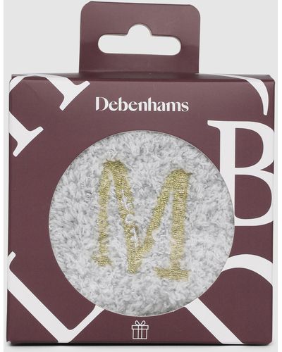 DEBENHAMS Monogram Sock - M - Grey