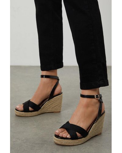 Wallis Royal Rope Detail Two Part Espadrille Wedge Sandals - Black