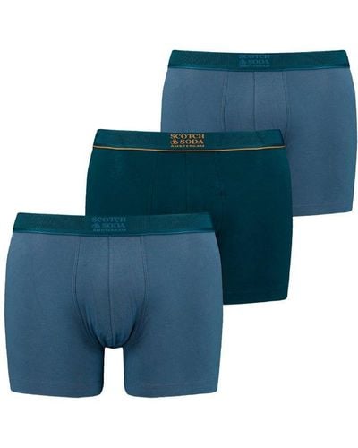 Scotch & Soda 3 Pack Stacked Logo Boxer Brief - Blue