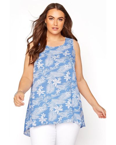 Yours Dipped Hem Sleeveless Top - Blue