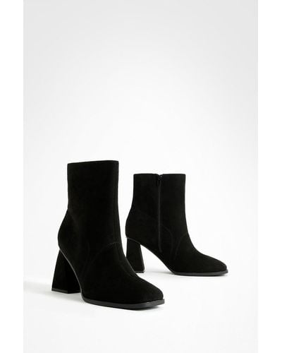 Boohoo Wide Fit Block Heel Ankle Boots - Black