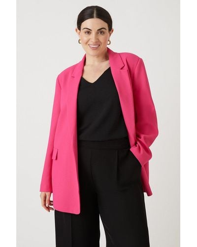 Wallis Curve Pink Relaxed Blazer - Red