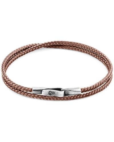 Anchor and Crew Liverpool Silver And Rope Bracelet - Brown