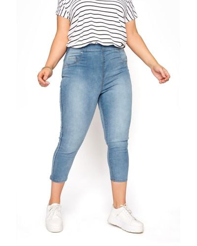Yours Cropped Jenny Jeggings - Blue