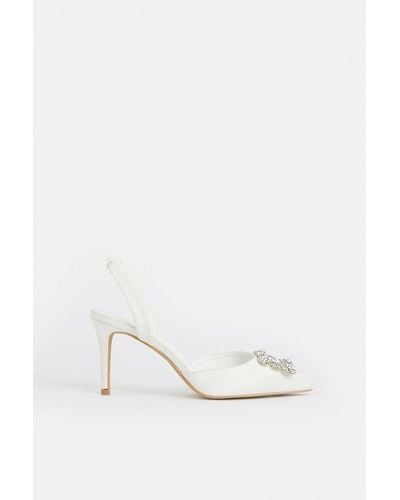 Coast Bridal Mid Heel Sling Back Shoes - White
