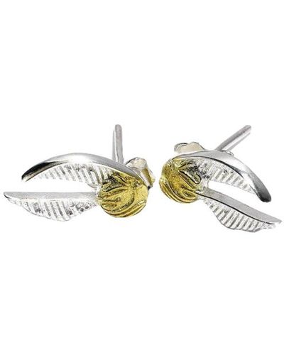 Harry Potter Sterling Silver Golden Snitch Earrings - Metallic
