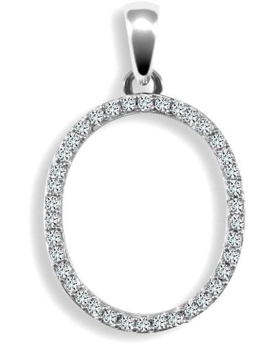 Jewelco London 9ct White Gold Diamond Elegant Block Initial Id Charm Pendant - Metallic