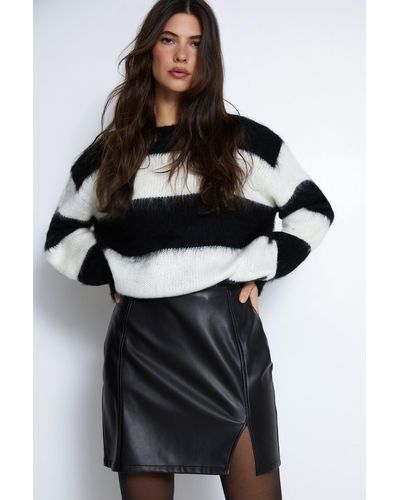 Warehouse Faux Leather Mini Pelmet Skirt - Black