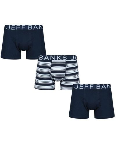 Jeff Banks 3 Pair Pack Trunks - Blue