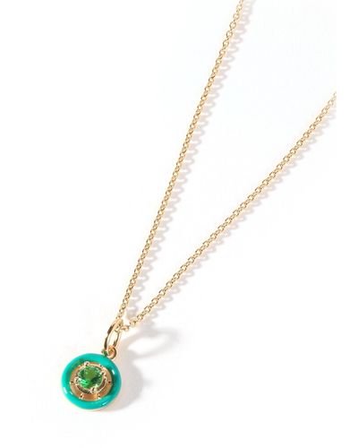 The Fine Collective Gold Plated Cubic Zirconia Enamel Pendant Necklace - Metallic