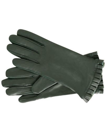 Barneys Originals Pleated Leather Gloves - Green
