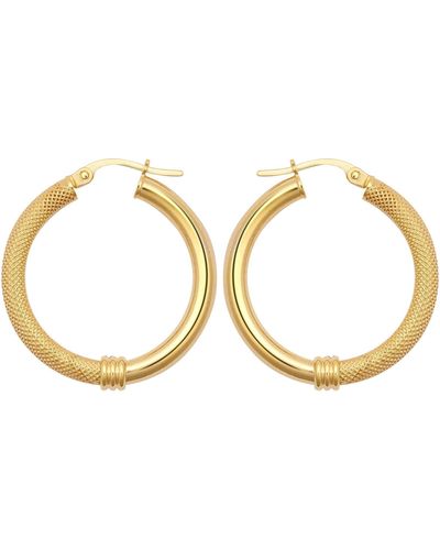 Jewelco London 9ct Gold Snake Skin Mesh Styles Clash 3mm Hoop Earrings 26mm - Jer805c - Metallic