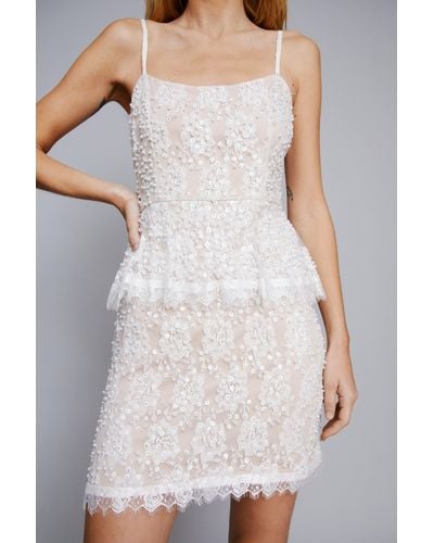 Nasty Gal Lace Embellished Mini Dress - White