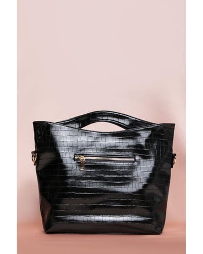 MissPap Leather Look Grab Top Day Bag - Black