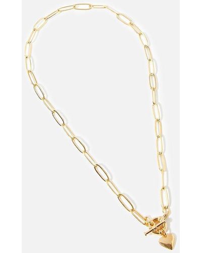 Accessorize Gold-plated Paperclip Chunky Heart Necklace - White