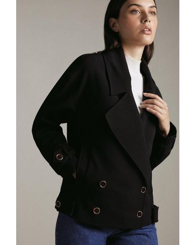 Karen Millen Compact Twill Relaxed Tailored Jacket - Black