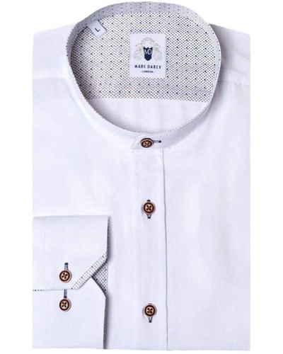 Marc Darcy Archie Grandad Collar Classic Fit Shirt - Blue