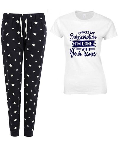 60 SECOND MAKEOVER Cancel My Subscription To Your Issues Navy Star Pyjama Set - Black
