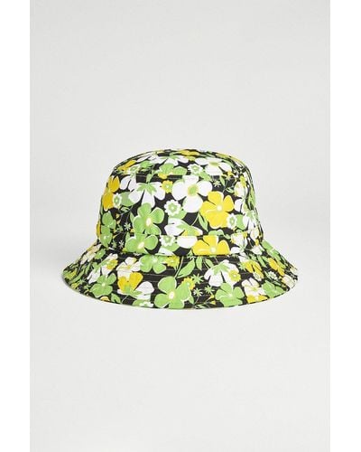 Warehouse Retro Floral Bucket Hat - Green