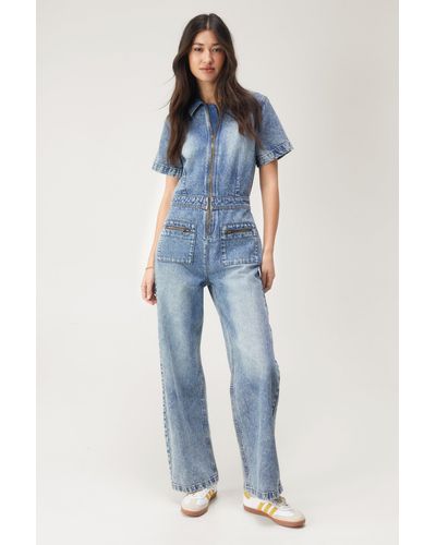 Nasty Gal Petite Denim Jumpsuit - Blue