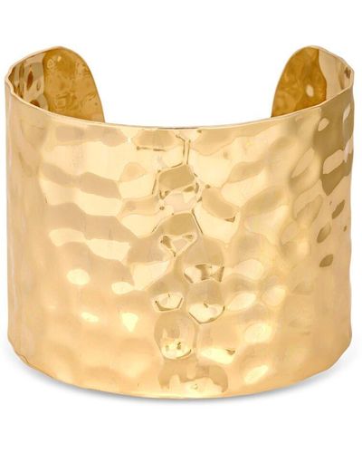 Mood Gold Polished Hammered Cuff Bracelet - Yellow