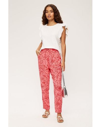Dorothy Perkins Petite Pink & Red Palm Print Jogger