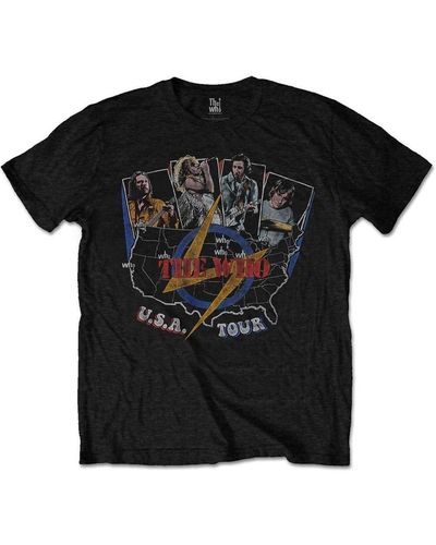 The Who Usa Tour Vintage Cotton T-shirt - Black