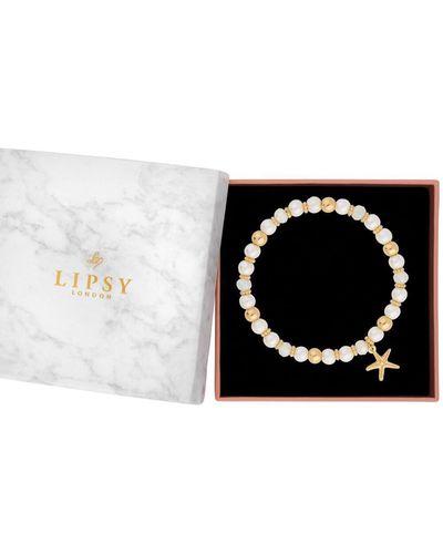 Lipsy Gold Beaded Charm Coastal Bracelet - Gift Boxed - Black