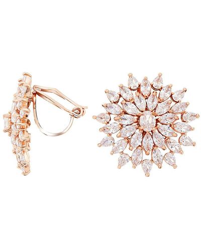 Jon Richard Rose Gold Plated Cubic Zirconia Statement Floral Earrings - Pink